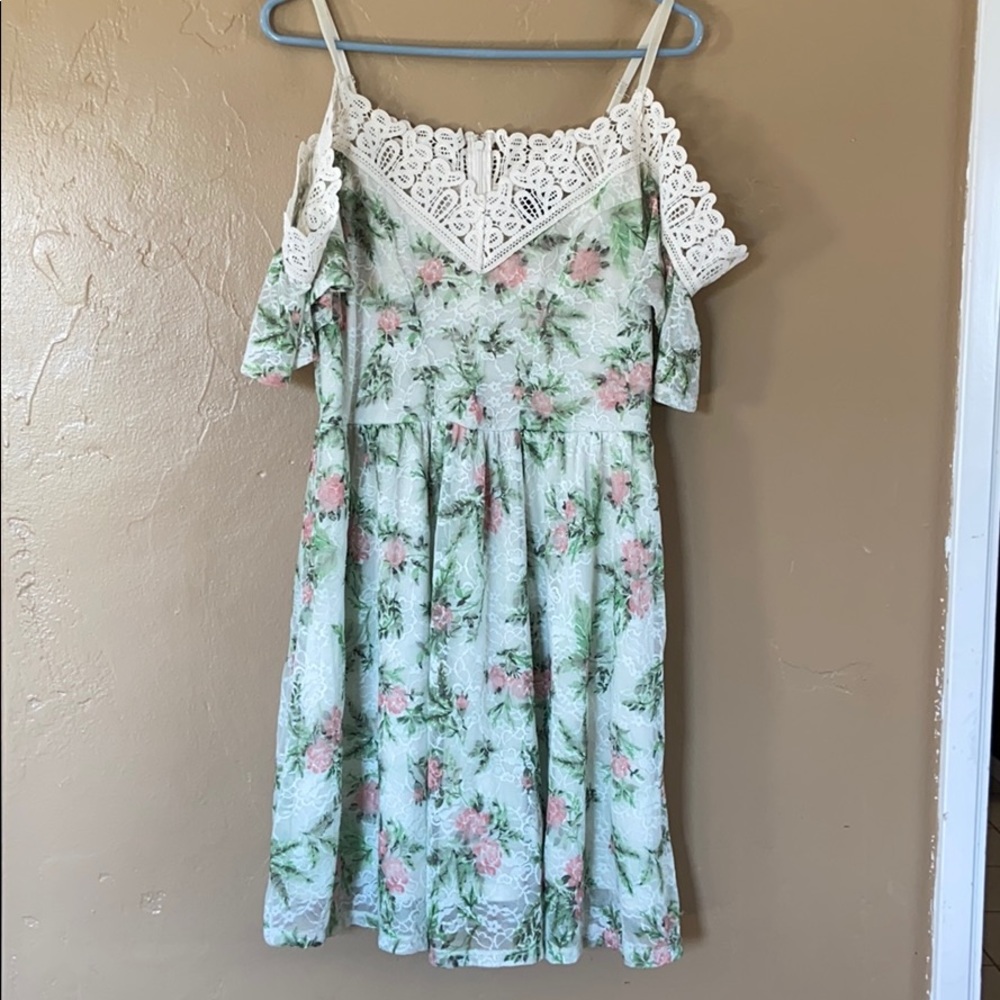 Floral lace off the shoulder dress